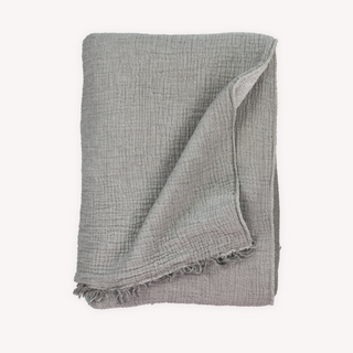 Fleece Lined Crinkle Throw - Charcoal/Grey