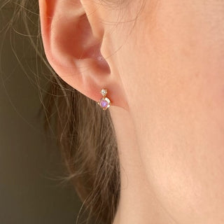 Moonstone and Diamond Stud Earrings