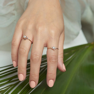 Pearl Diamond Cluster Ring