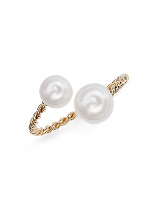 Twist Double Pearl Open Ring