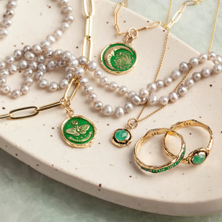 Emerald 14k Gold Faceted Stone Necklace
