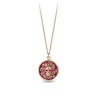 Live Every Moment 14K Gold Talisman Necklace - Deep Raspberry