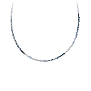 Variegated Teal Sapphire Stone Choker with Gold Talisman Clip