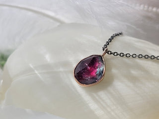 Watermelon Tourmaline Drop Necklace