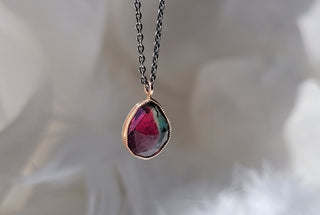 Watermelon Tourmaline Drop Necklace