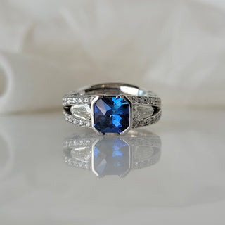 Radiant Cut Blue Sapphire Ring