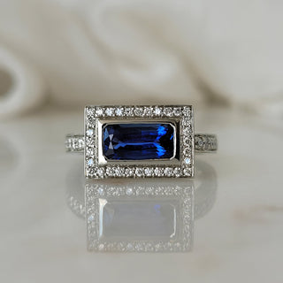 Octagon Cut Blue Sapphire Ring