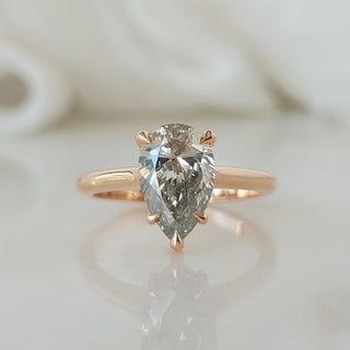 Natural Fancy Gray Pear Shaped Diamond Ring