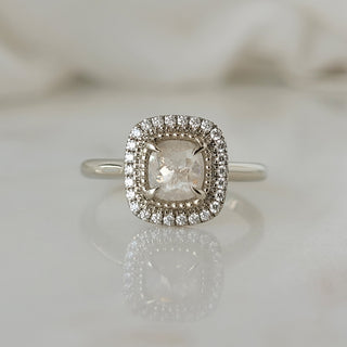Milky White Cushion Rose Cut Diamond Ring
