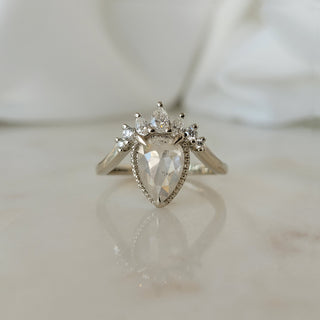 Milky White Rose Cut Diamond Curved V-Ring