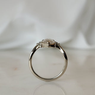 Milky White Rose Cut Diamond Curved V-Ring