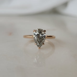 Natural Fancy Gray Pear Shaped Diamond Ring