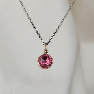 Pink Sapphire and Diamond Necklace