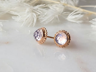 Round Amethyst Stud Earrings