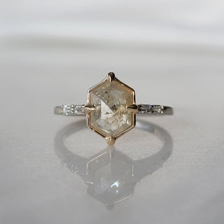Yellowish Hexagon Rose Cut Diamond Ring