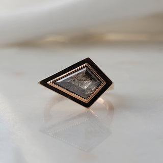 Kite Shaped Salt & Pepper Modern Vintage Ring