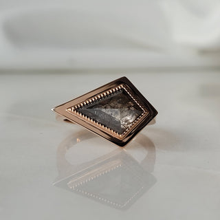 Kite Shaped Salt & Pepper Modern Vintage Ring