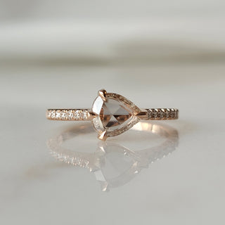 Horizontal Pear Rose Cut Diamond Ring