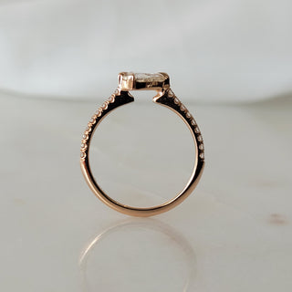 Horizontal Pear Rose Cut Diamond Ring
