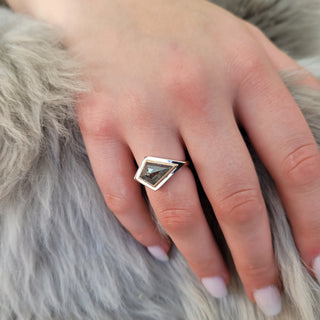 Kite Shaped Salt & Pepper Modern Vintage Ring