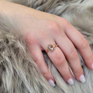 Peach Hexagon Diamond Ring