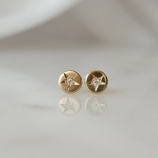 Petite Yellow Star Diamond Stud Earrings
