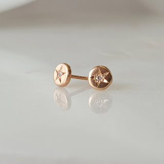 Petite Rose Star Diamond Stud Earrings