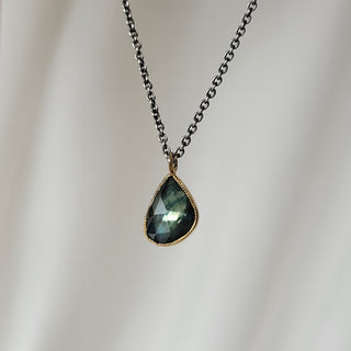 Green Sapphire Drop Necklace