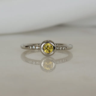Yellow Sapphire And Diamond Ring