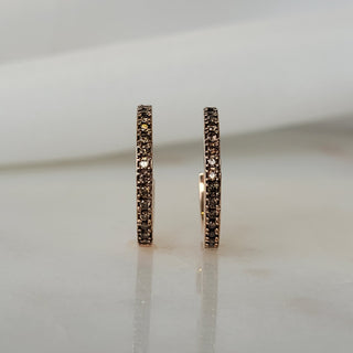 Mini Brown Diamond Hoops