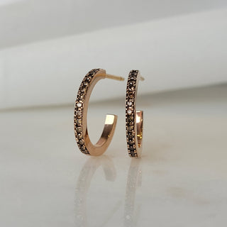 Mini Brown Diamond Hoops
