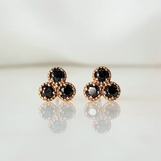 Large Black Diamond Trio Stud Earrings