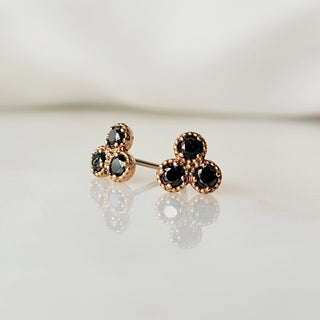 Large Black Diamond Trio Stud Earrings