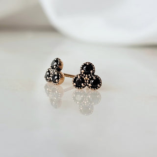 Mini Trio Black Diamond Earrings