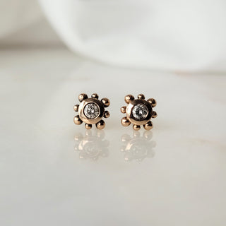 Diamond Rose Stud Earrings