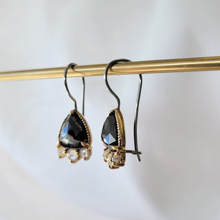 Trilliant Rose Cut Black Diamond Earrings