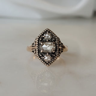 Beaded Rose Cut Diamond Trio Ring