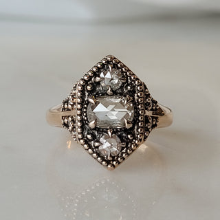 Beaded Rose Cut Diamond Trio Ring