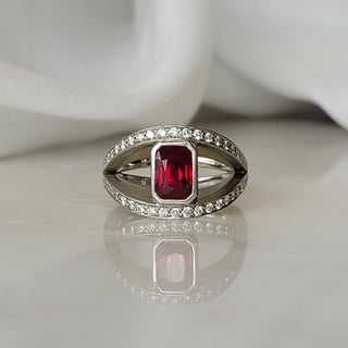 White Gold Ruby and Diamond Ring