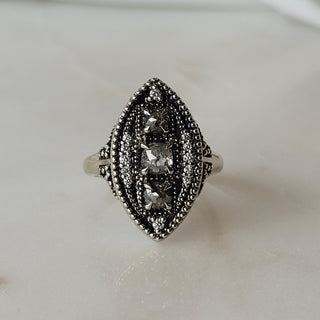 Salt & Pepper Rose Cut Diamond Trio Ring