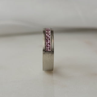 Princess Cut Pink Sapphire Band