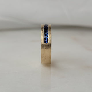 Princess Cut Blue Sapphire Band