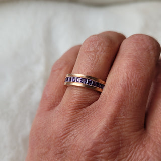 Princess Cut Purple Sapphire Band