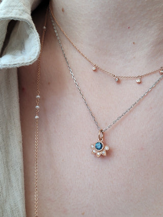 Round Teal Montana Sapphire Pendant