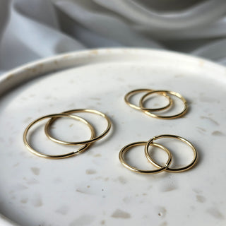 14k Yellow Gold Medium Sleeper Hoops