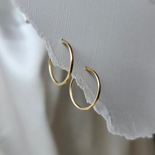 14k Yellow Gold Medium Sleeper Hoops