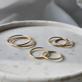 14k Yellow Gold Large Sleeper Hoops