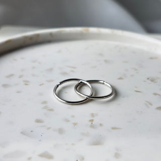 14k White Gold Small Sleeper Hoops