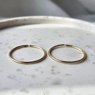 14k Yellow Gold Large Sleeper Hoops