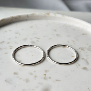 14k White Gold Large Sleeper Hoops